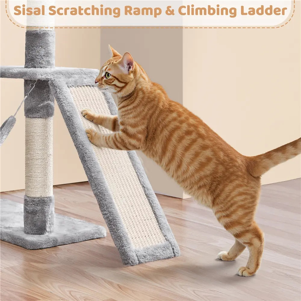 Costoffs 63In Cat Tree – Multi-Level Indoor Play Tower with Scratching Posts & Cat Condo, Pet Furniture, Activity Center