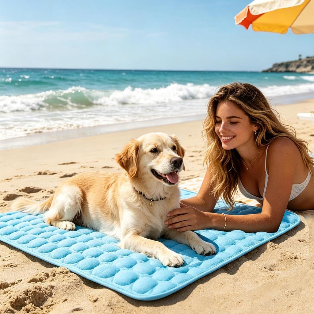 Kühlmatte Für Hunde - 2026 Neu Selbstkühlende Haustiermatte, Waschbar, Tragbar, Aus Eisseide, Selbstkühlend, Faltbar, Hundekühlmatte Haustiere Matte Kühlpads Für Katen Und Hunde
