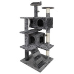 Superdeal Pets 53-Inch Multi-Level Cat Tree with Natural Sisal Scratcher, Vertical Scratcher, Condo Tower, Playhouse, Cave, Climbing Ladders for Climbing, Playing & Cozy Sleeping - Dark Gray