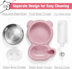 1Set Dog Bowls,Cat Food and Water Bowl Set with Water Dispenser and Stainless Steel Bowl for Cats and Small Dogs Summervibes
