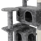 Superdeal Pets 53-Inch Multi-Level Cat Tree with Natural Sisal Scratcher, Vertical Scratcher, Condo Tower, Playhouse, Cave, Climbing Ladders for Climbing, Playing & Cozy Sleeping - Dark Gray