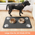 Clutter-Free Pet Feeding Mat, Keeps Clean, Striped Dark Gray Dispenser Mat for Dogs and Cats (12"X20", Striped Look)