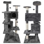 Superdeal Pets 53-Inch Multi-Level Cat Tree with Natural Sisal Scratcher, Vertical Scratcher, Condo Tower, Playhouse, Cave, Climbing Ladders for Climbing, Playing & Cozy Sleeping - Dark Gray