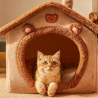 Cozy Warm Washable Pet Bed for Cats & Small Dogs - Removable Cover Easy to Clean, Classic Cat Cave Nest Design, Soft Plush Pet House Perfect for Home, Travel & Napping, Ideal for Kittens Puppies & Small Breed Pets Winter Comfort Blankets