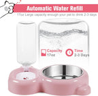 1Set Dog Bowls,Cat Food and Water Bowl Set with Water Dispenser and Stainless Steel Bowl for Cats and Small Dogs Summervibes
