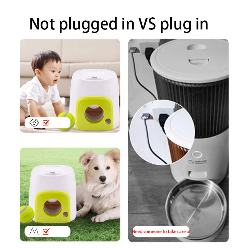 Interactive Training Snack Reward Machine Feeder No Plug-In Tennis Ball Launcher Leakage Toy Pet Leakage Reward Device