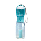 Portable Water Bottle for Dogs, 3 in 1 Pet Travel Bowl Dispenser with Food Treat Container & Poop Bag Holder, Summer Outdoor Walking Hiking Accessories for Large Dog on the Go - Blue, 20Oz