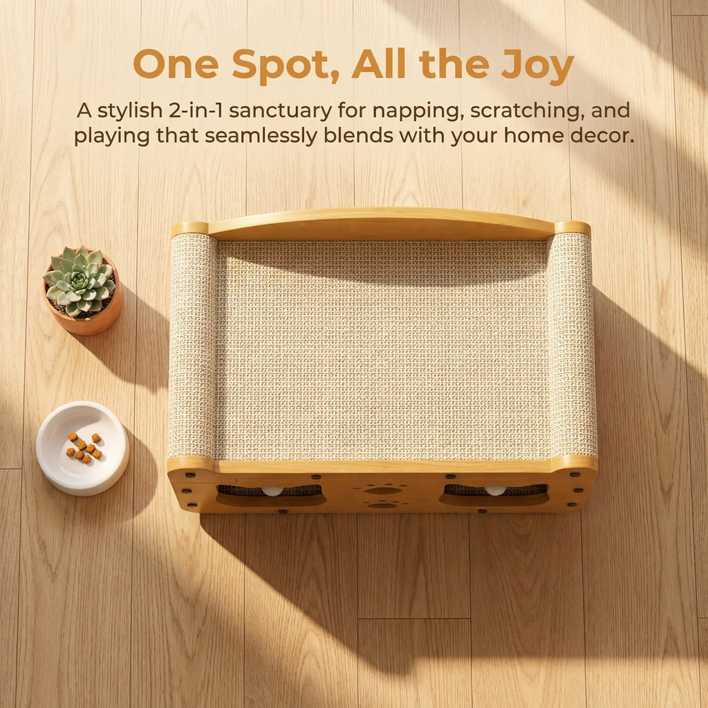 Durable Vertical Cat Scratching Post & Playhouse - Multi-Functional TV Design, Scratch-Resistant Cat Claw Toy for Active Kittens and Cats