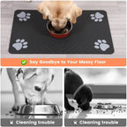 Clutter-Free Pet Feeding Mat, Keeps Clean, Striped Dark Gray Dispenser Mat for Dogs and Cats (12"X20", Striped Look)