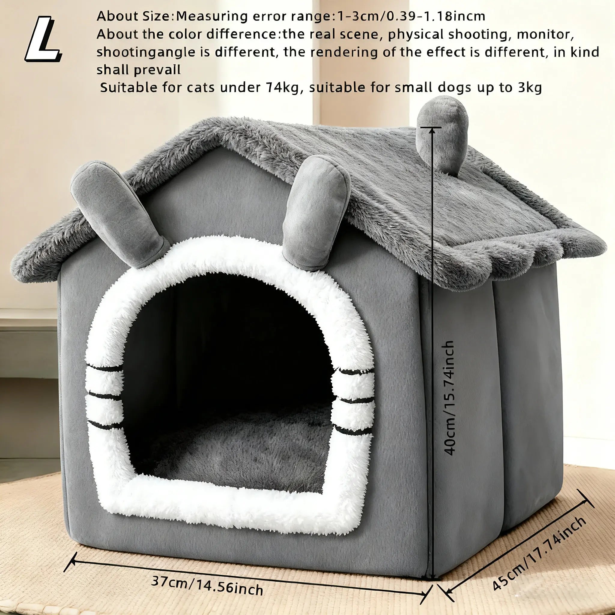 Cozy Warm Washable Pet Bed for Cats & Small Dogs - Removable Cover Easy to Clean, Classic Cat Cave Nest Design, Soft Plush Pet House Perfect for Home, Travel & Napping, Ideal for Kittens Puppies & Small Breed Pets Winter Comfort Blankets
