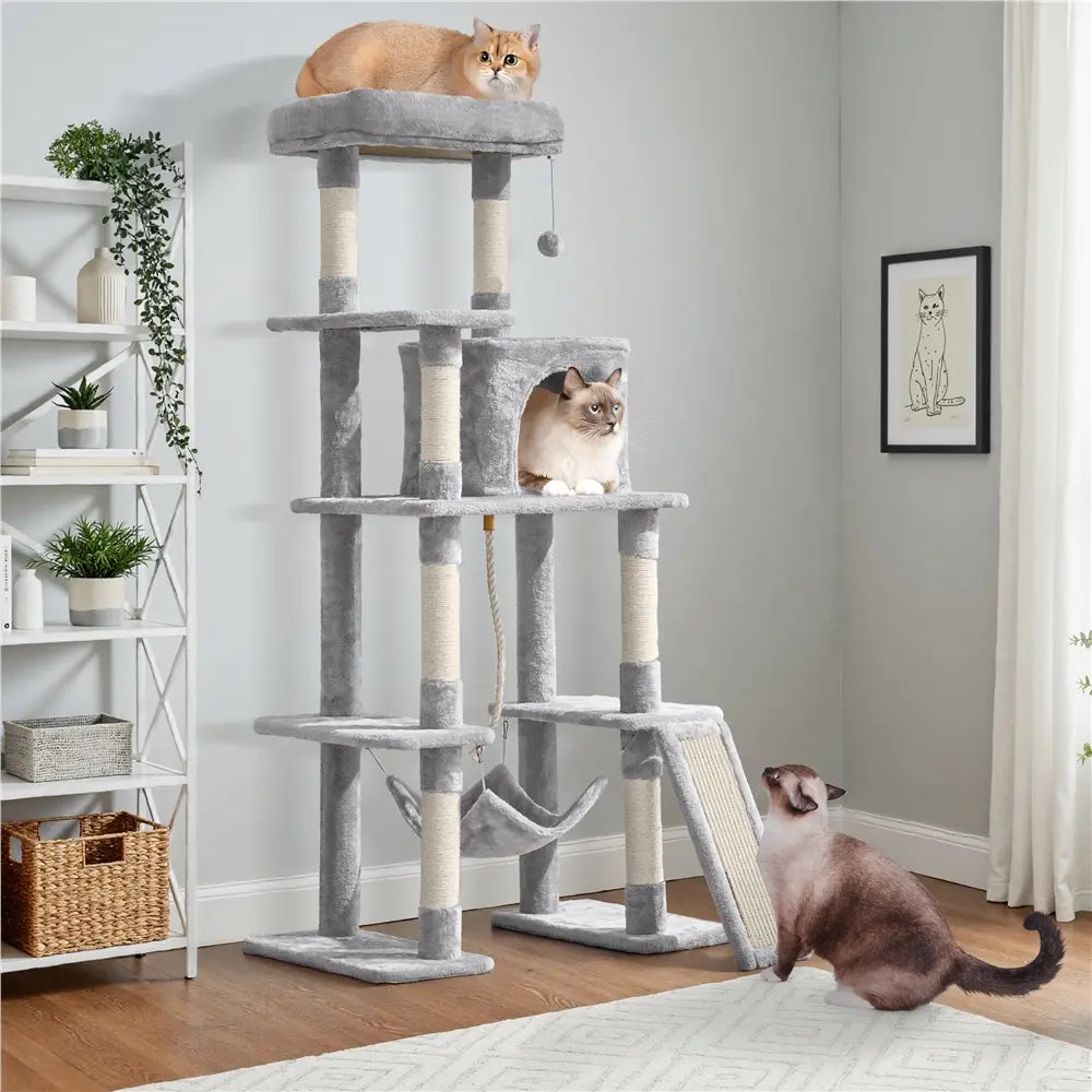 Costoffs 63In Cat Tree – Multi-Level Indoor Play Tower with Scratching Posts & Cat Condo, Pet Furniture, Activity Center