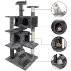 Superdeal Pets 53-Inch Multi-Level Cat Tree with Natural Sisal Scratcher, Vertical Scratcher, Condo Tower, Playhouse, Cave, Climbing Ladders for Climbing, Playing & Cozy Sleeping - Dark Gray