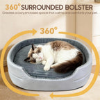 Comhoma Orthopedic Dog Bed & Cat Bed, 360° Bolstered Cuddler Pet Bed with Non-Slip Bottom, Granular Sponge Soft Washable Nest Bed for Small Medium Large Dogs & Cats, Multiple Sizes
